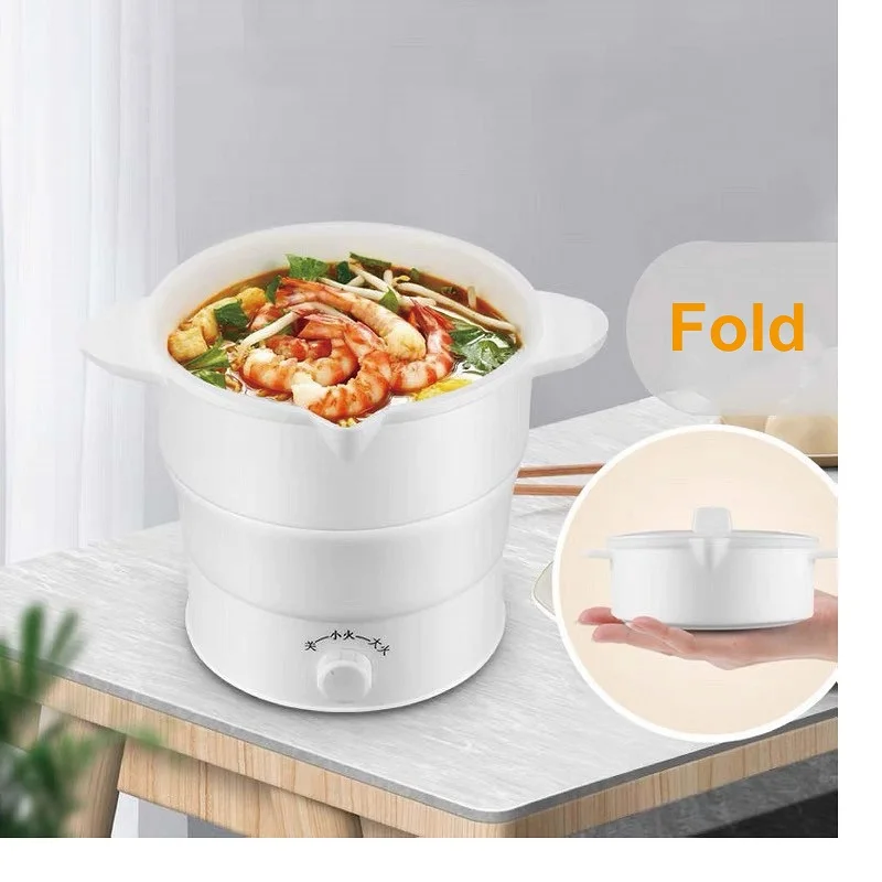 220 V faltbarer Elektroherd, Mini-Reise-Wasserkocher, tragbar, 2 Gänge, verstellbar, Koch-Nudeltopf, Multifunktionstopf, 1,2 l