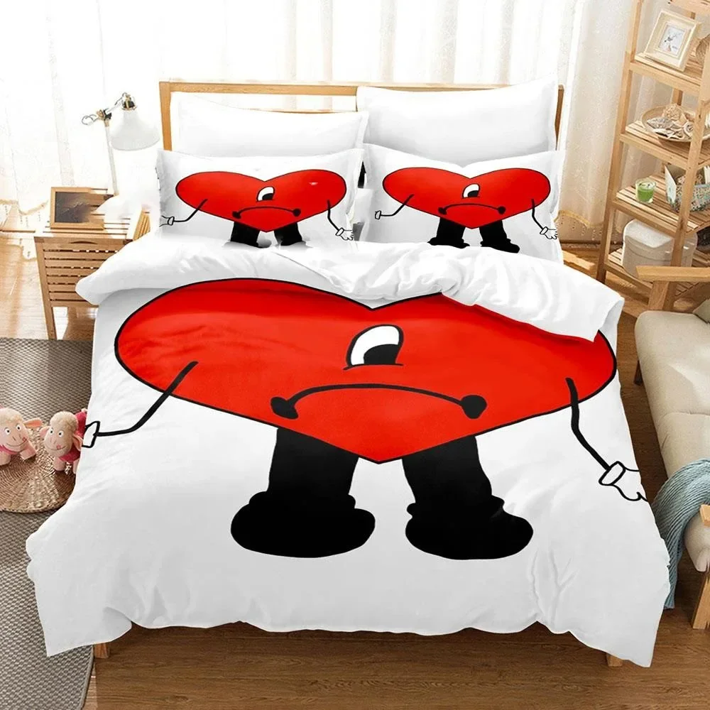 

3D Printe Bad Bunny UN VERANO SIN TI Bedding Set Double Twin King Duvet Cover Comforter Pillowcase Boys Girls Adults Bedroom
