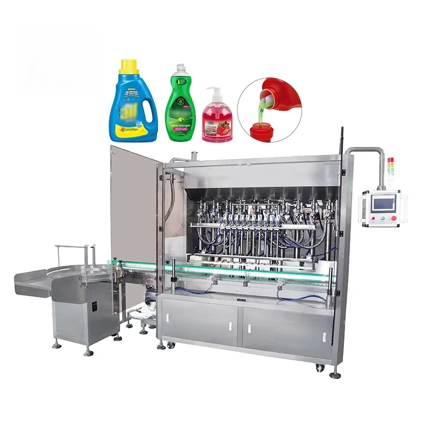 Packaging Equipment 0.1-5 Liter Plastic Bottles Detergent Dishwashing Liquid Filling Capping Labeling Machine