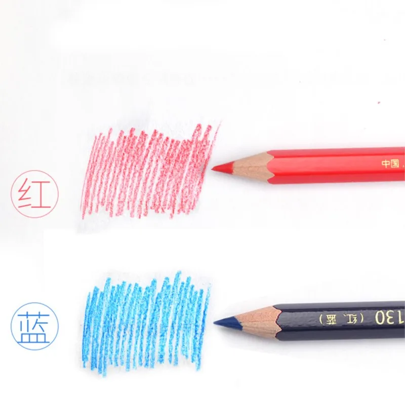 10PCS/Lot Carpenter Pencils Blue And Red Lead For DIY Builders Joiners Woodworking Thick Round Mark Pencil