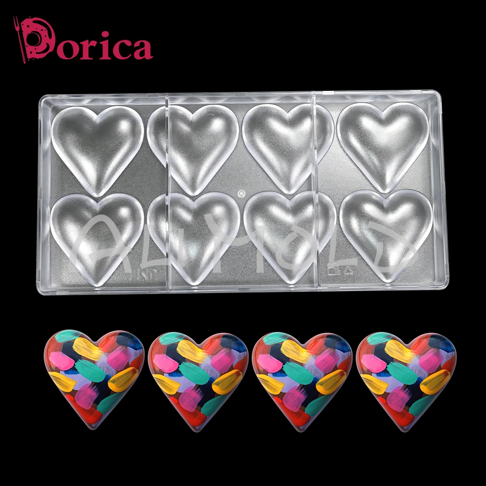 3D Diamond Love Heart Chocolate Molds Polycarbonate Confectionery Cake Decoration Lollipop Mould DIY Homemade Candy Baking Tools