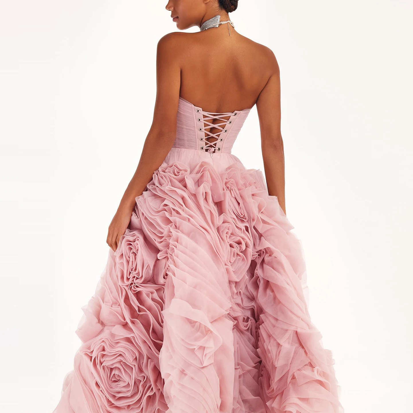 Sharon Said Luxuriöses 3D-Rosenblumen-Abendkleid in Lila für Hochzeitsfeier, Trägerloses Midi-Gala-Kleid in Rosa, Formelles Kleid SF451, Maßanfertigung – Detail 17