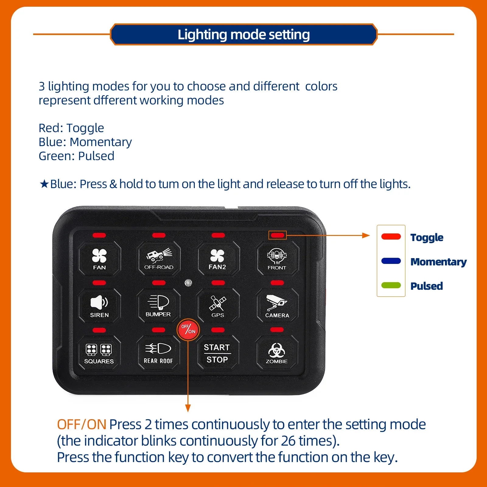 Mictuning 6/8/12 Gang RGB Switch Panel Led Work Light Bar Switches Box Controller for Universal Cars Truck Boat UTV 4X4 4WD