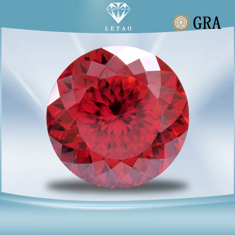 

Moissanite Stone Garnet Color Round Shape 100 Faceted Cut Lab Grown Gemstone for Charms Women Jewelry with GRA Certificate