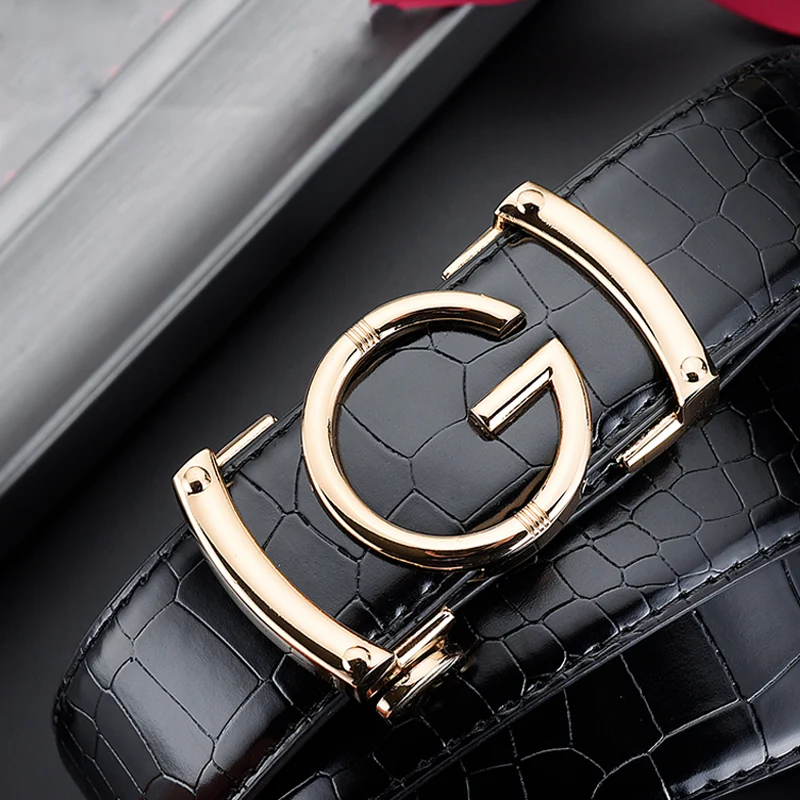 حزام رجالي بنمط تمساح ، إبزيم معدني ، إبزيم أوتوماتيكي ، بدلة عمل ، إكسسوارات جينز غير رسمية ، موضة