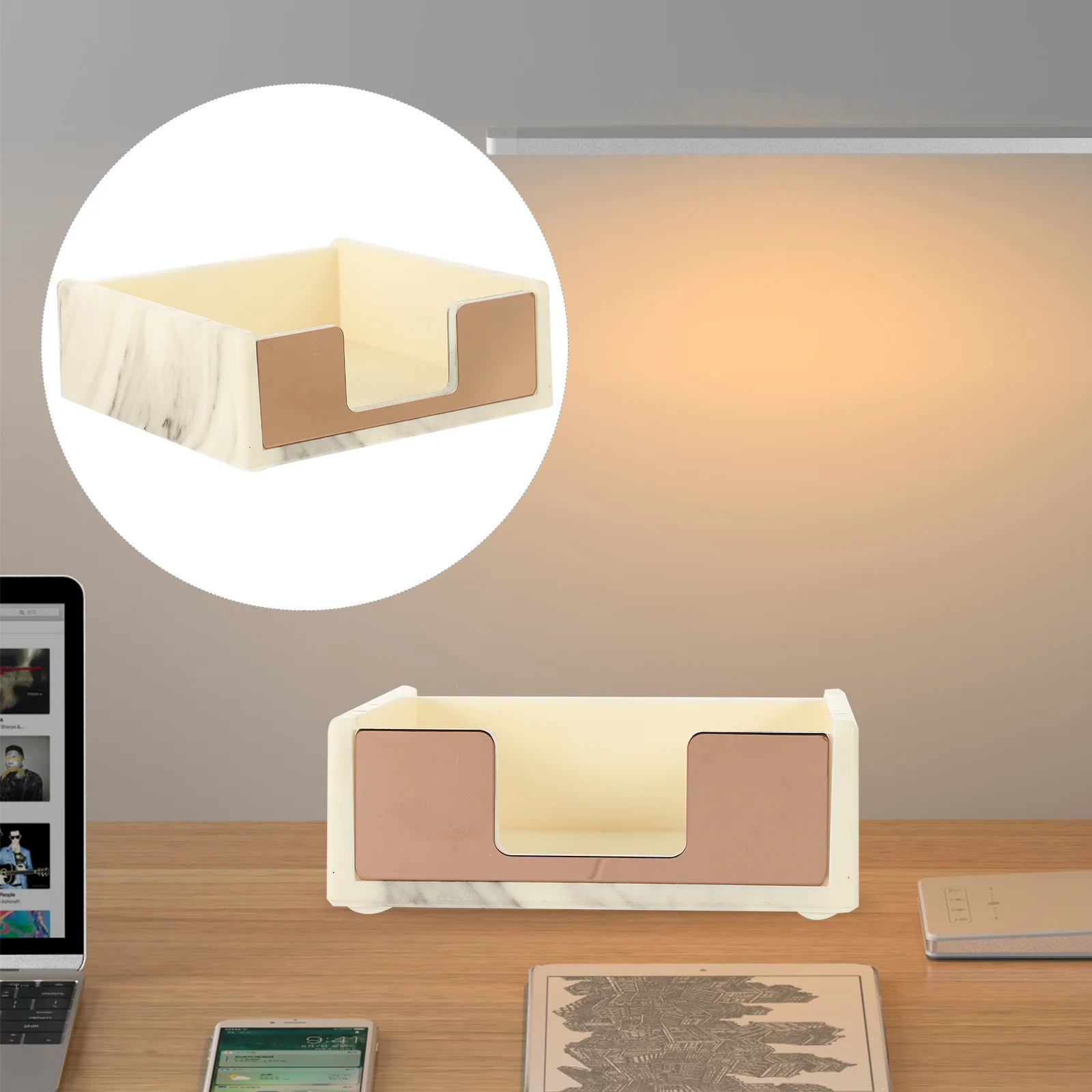 Sturdy Memo Pad Container Premium Desktop Notepad Holder for Memo Pads and Marble Pattern Small Organizer Case