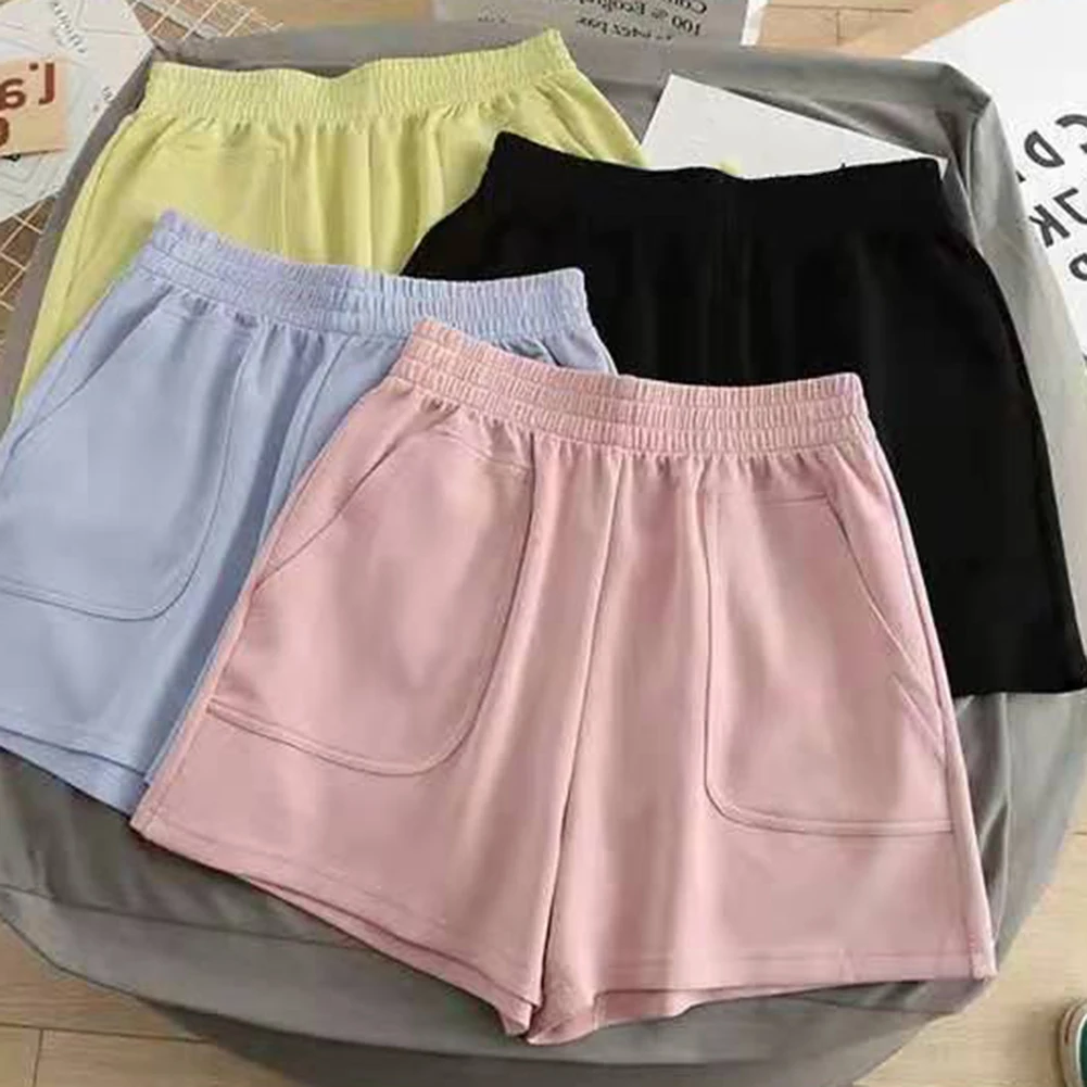 For Club Wear XL Yellow High Waist Shorts Elastic Waistband Shorts Female Casual Clothing Perfect For Vacation
