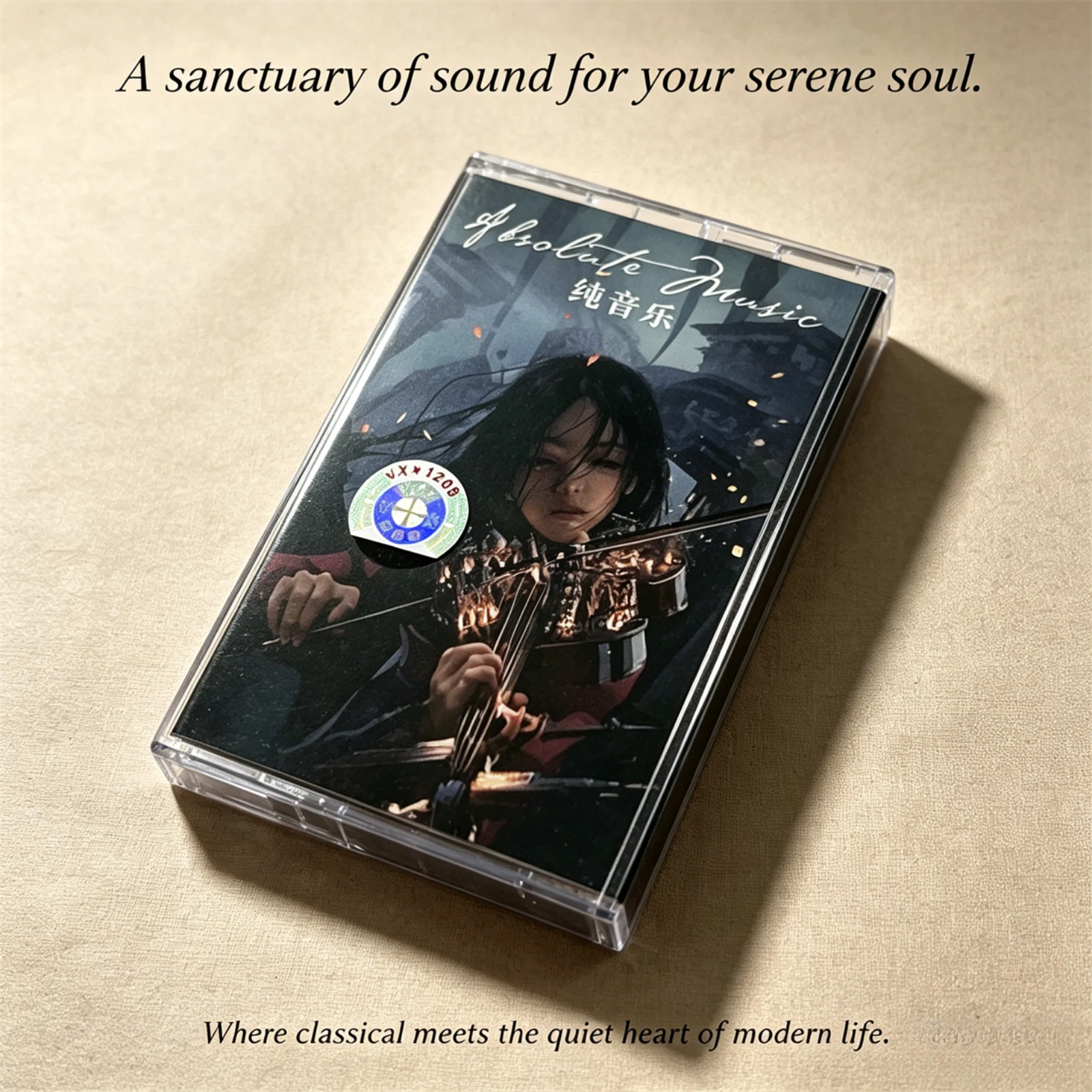 

Pure Instrumental Music Cassette Tape with Art Lyric Booklet Transparent Case Retro Collectible Gift for Music Lovers