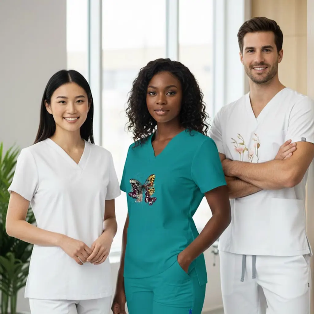 Uniforme Quirúrgico Personalizado de Manga Corta para Mujer, Uniforme Profesional para Clínica Dental, Personal Médico, Bata Quirúrgica Esencial