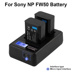 1500mAh Battery For Sony NP FW50 Battery+LED USB Dual Charger for Sony A6000 A6400 A6300 A6500 A7 A7II A7RII A7SII A7S A7S2 A7R