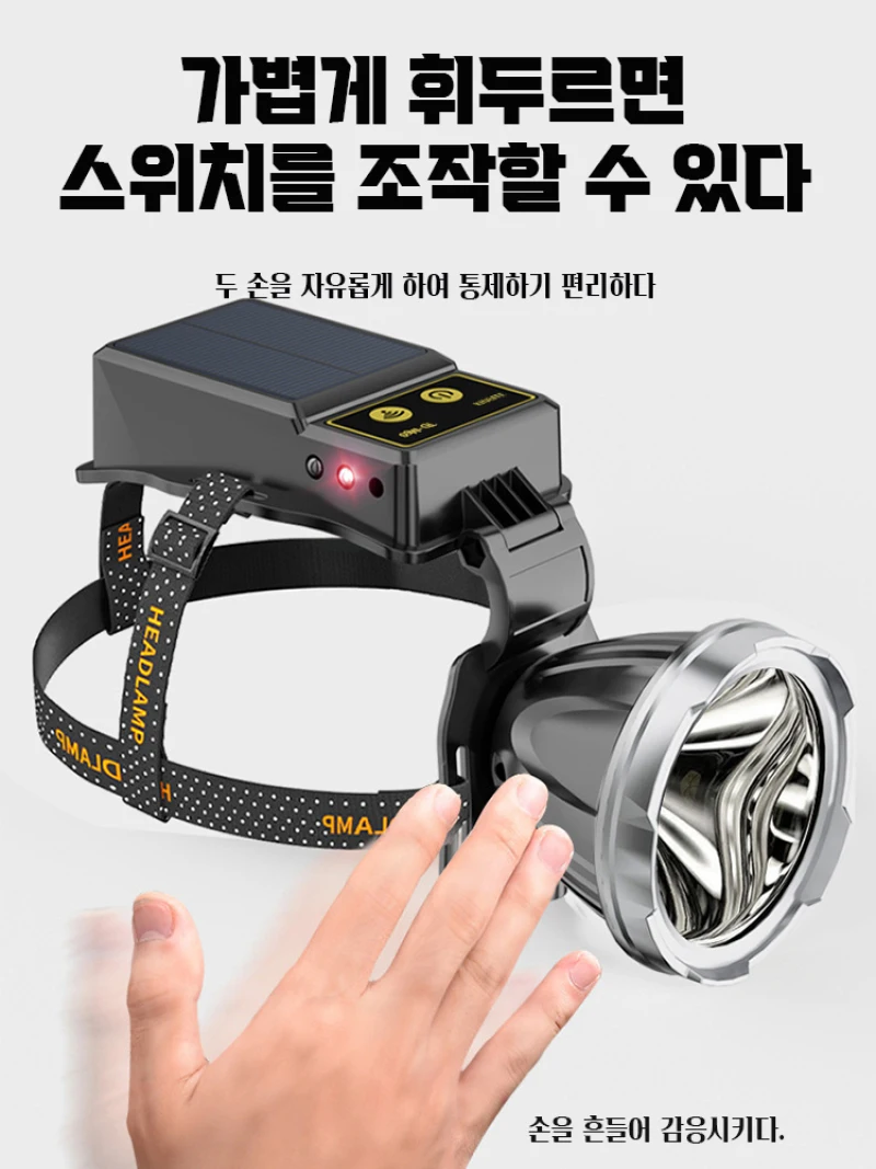 Headlamp long battery life outdoor lighting searchlight long-range high-brightness large light cup solar rechargeable headlamp