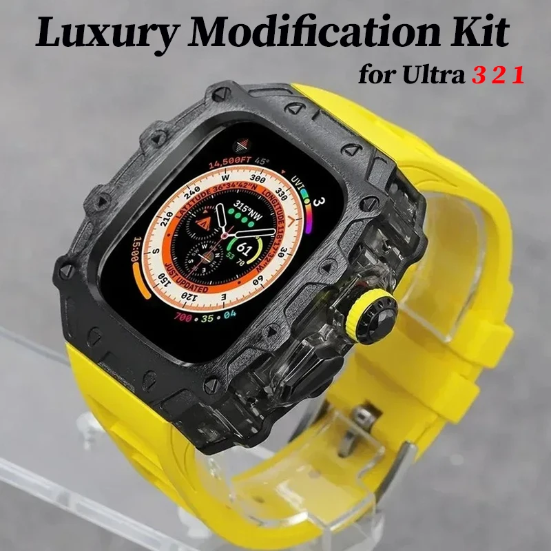 

Modification Kit Case+Strap for Apple Watch Ultra3 2 1 49mm Luxury Crystal Button Stainless SteelCase for iWatch Series Ultra 49
