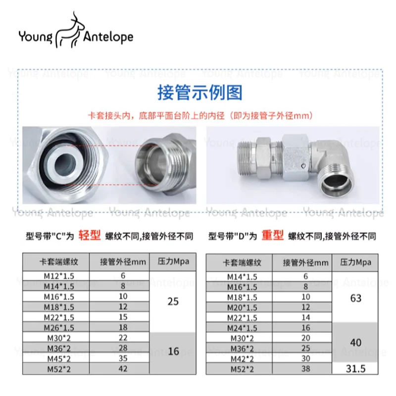 Внутренние и внешние провода Гидравлическое прямоугольное колено 2C9 Легкие переходные соединения 2D9 из углеродистой стали для тяжелых условий эксплуатации H-типа склеенные