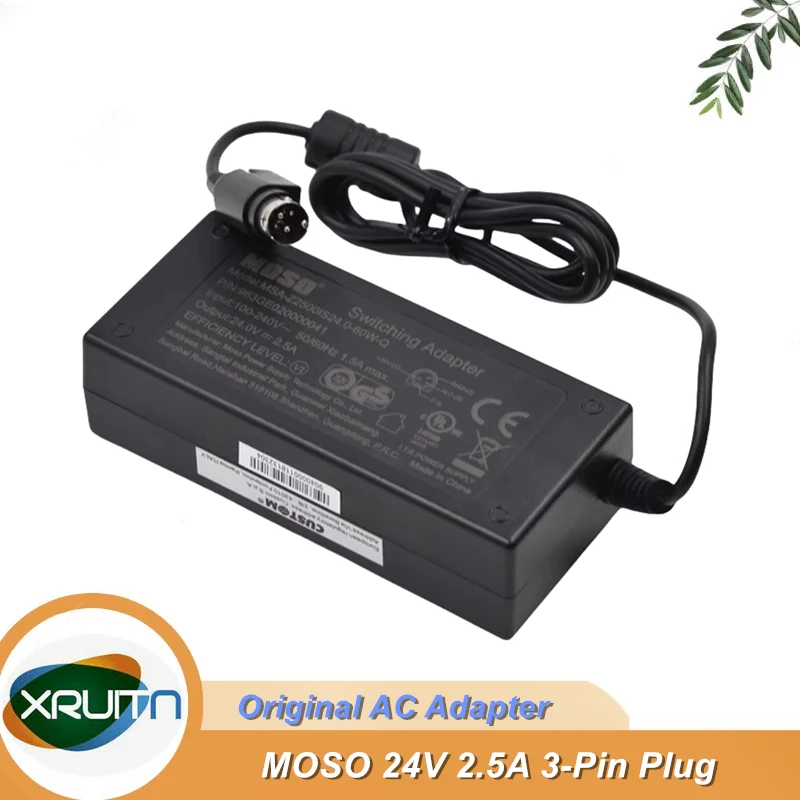 

For 60W Printer Power Supply Genuine MOSO MSA-Z2500IS24.0-60W-Q 24V 2.5A 3-PIN Plug AC Adapter Charger