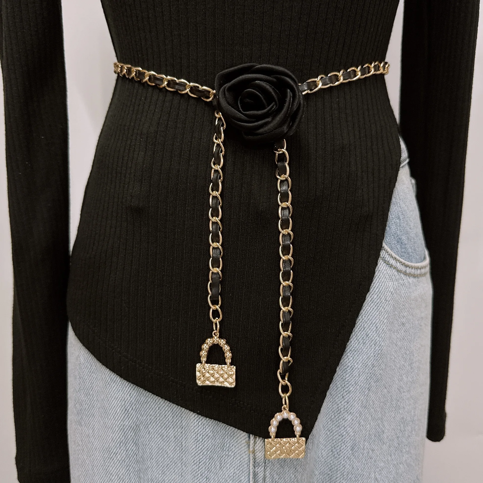 Модный цветочный золотой пояс-цепочка, женский регулируемый пояс в стиле панк, серебряные металлические ремни для женщин, роскошные цепочки для платьев и брюк высокого качества