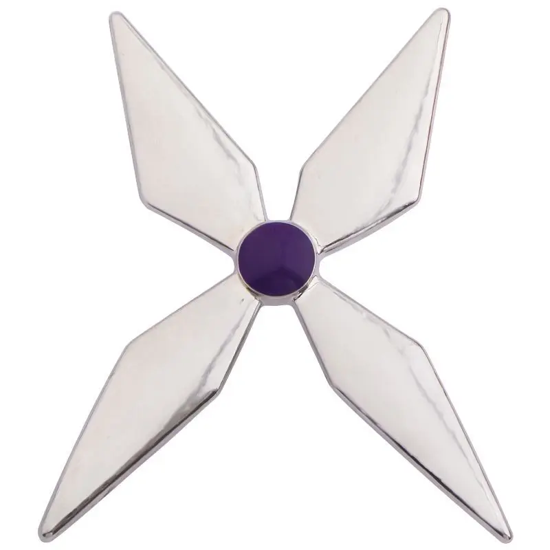 Geometric Four-point Metal Brooch Purple Inlay Cross Shape Cosplay Costume Pin Jewelry Accessory Gift