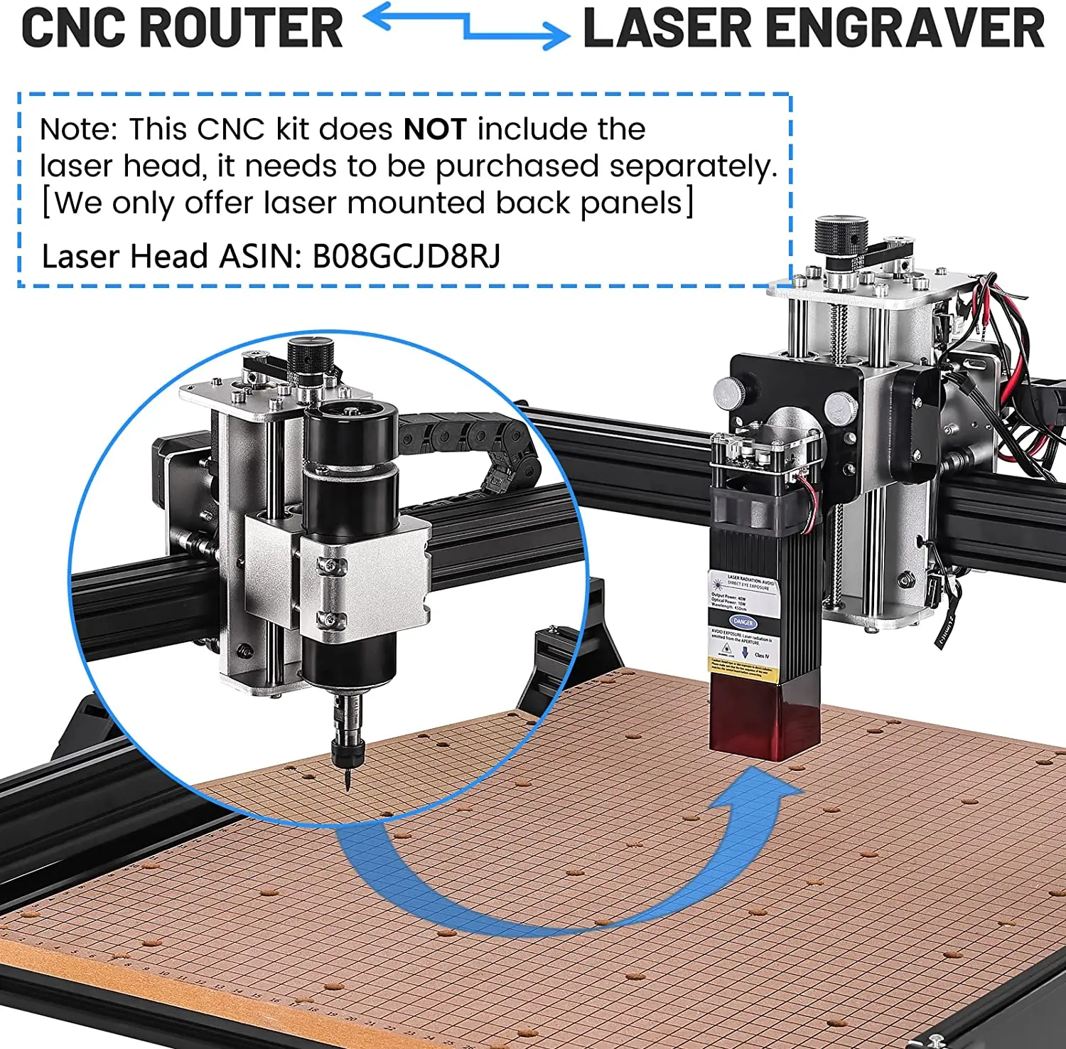 Fraiseuse CNC pour bricolage, graveur laser, découpeur artisanal, broche 500W, contrôle GRBL, routeur à bois pour métal PCB