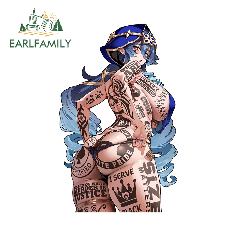 ملصقات سيارات تأثير من عائلة EARLFAMILY Layla Genshin ، وشم هنتاي للثدي الضخم ، ديكور مؤخرة ضخمة ، هنتاي ، 13 x * * *