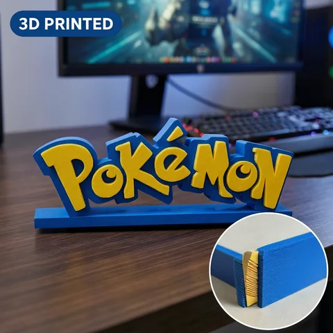 3D Printing Anime Poke Logo 15.8*6*1.8cm Three-Dimensional Ornament Font Standing Sign Model Collocation