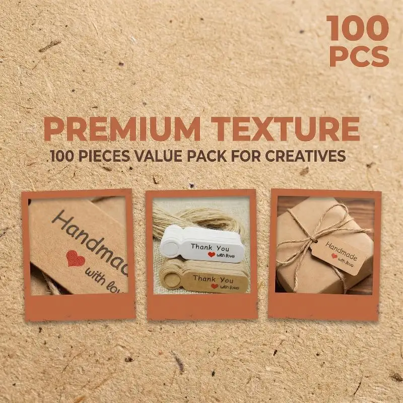 100pcs/lot Price Tags Kraft Paper Lables For DIY Jewelry Retail Price Tags Handmade Clothes Size Tags Store Hang Lables