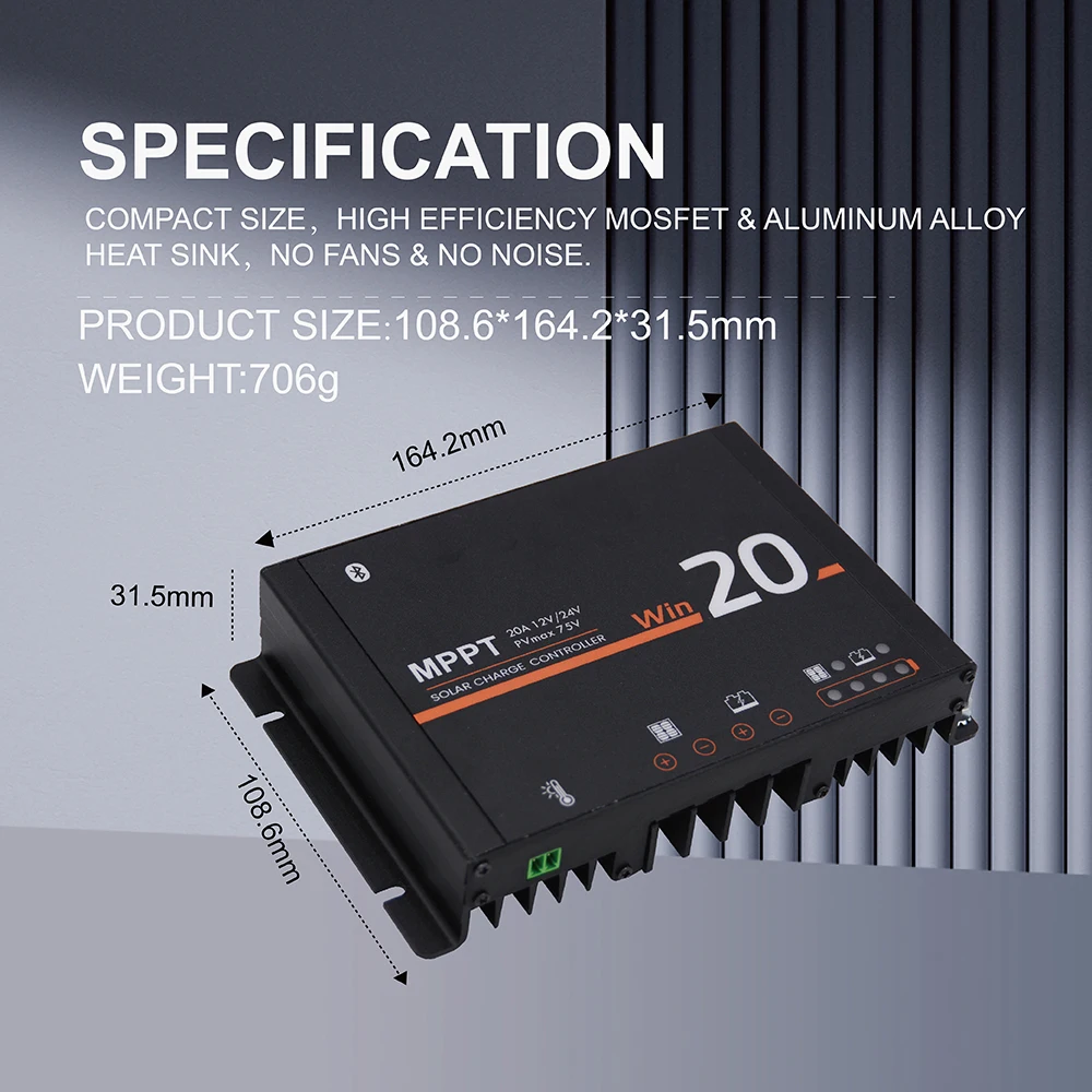 Lumiax MPPT 15A 20A 40A 60A 12V/24V RV Solar Charge Controller, Charging Home Energy Systems ODM/OEM Support, RV