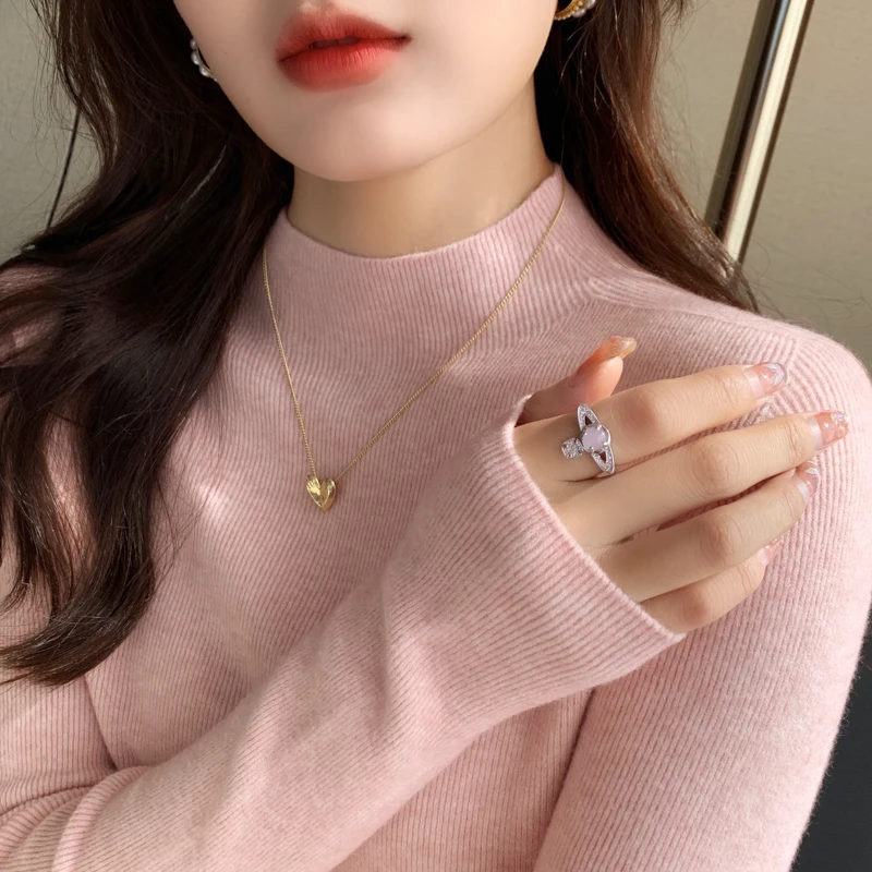2026 Autumn Winter Women's Sweater Slim Long Sleeve Base Pullover Knitted Solid Color Turtleneck Sweater Versatile Warm Tops