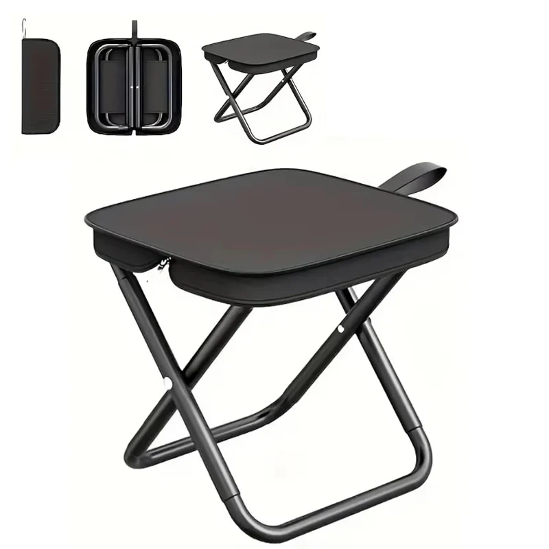 Outdoor Portable Folding Stool Pocket Style Bearable Weight Easy Carry Travel Zipper Bag Chair For Camping Fishing Hiking Use