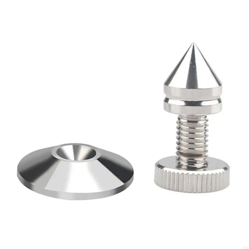 1 conjunto almofadas pés metal com picos isolamento alto-falante prateado para alto-falantes HiFi N0HC