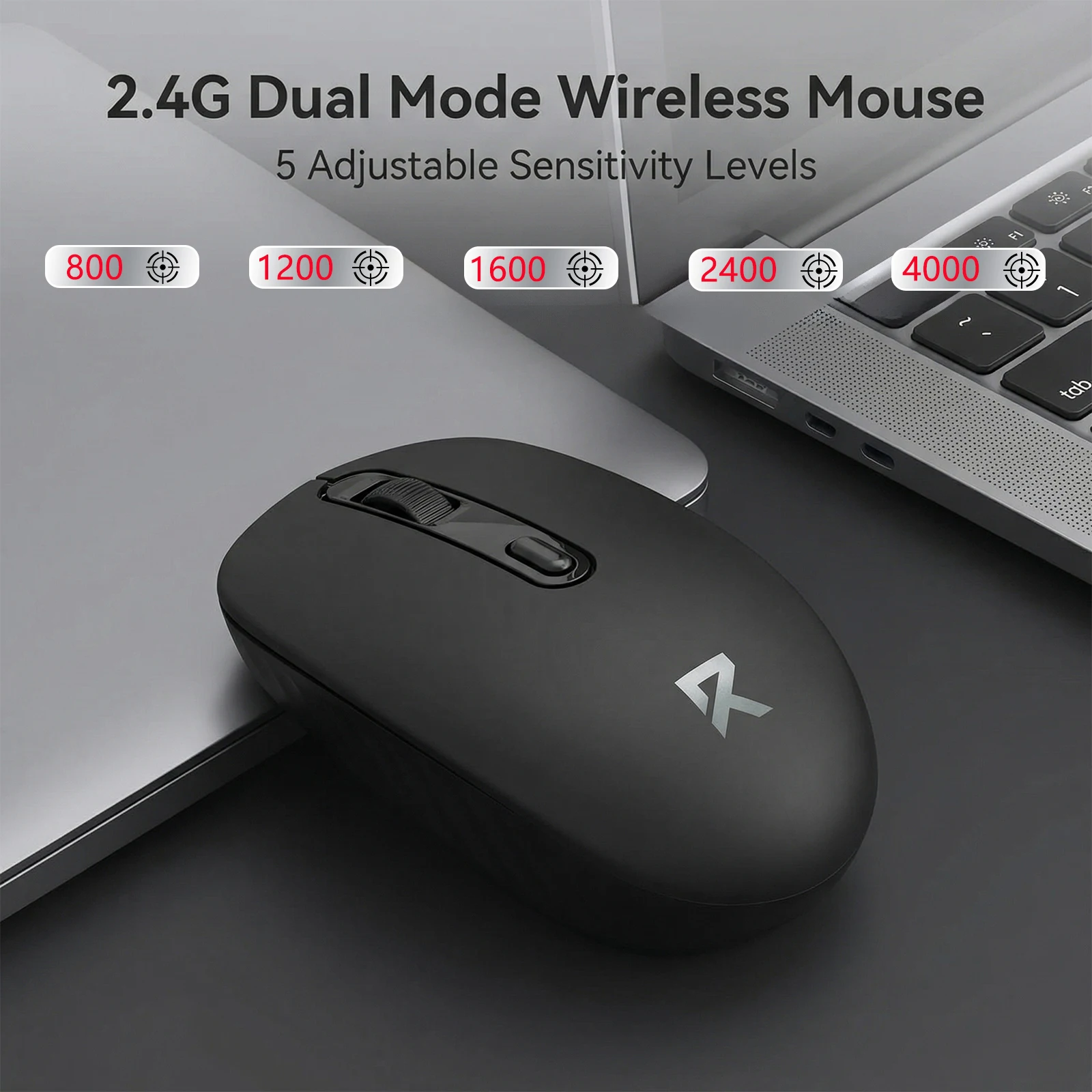 FocusOnPC Dual Mode Wireless Mouse Bluetooth & 2.4G Silent Click Ergonomic Lightweight Mouse Plug and Play for PC Laptop Mac