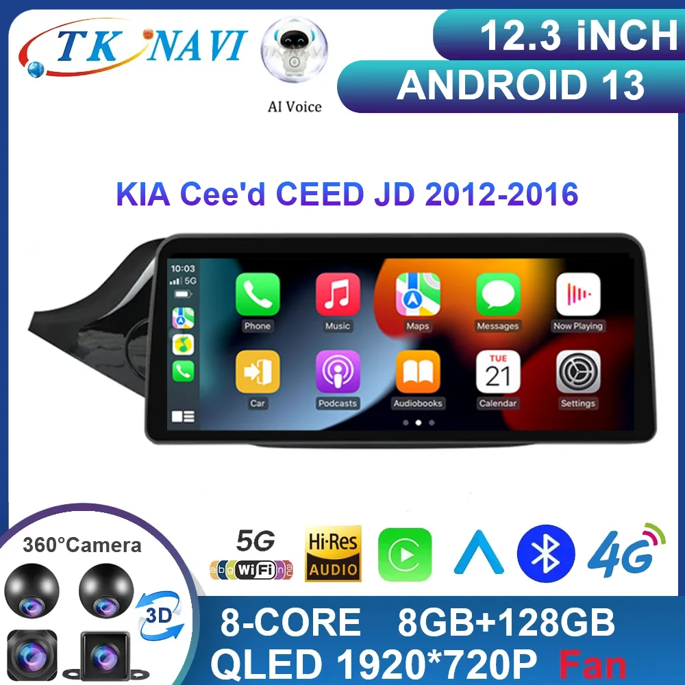 

12.3 Inch Android 13 For KIA Cee'd CEED JD 2012-2016 Car Radio video split Multimedia Navigation Carplay QLED DSP WIFI 8+256GB