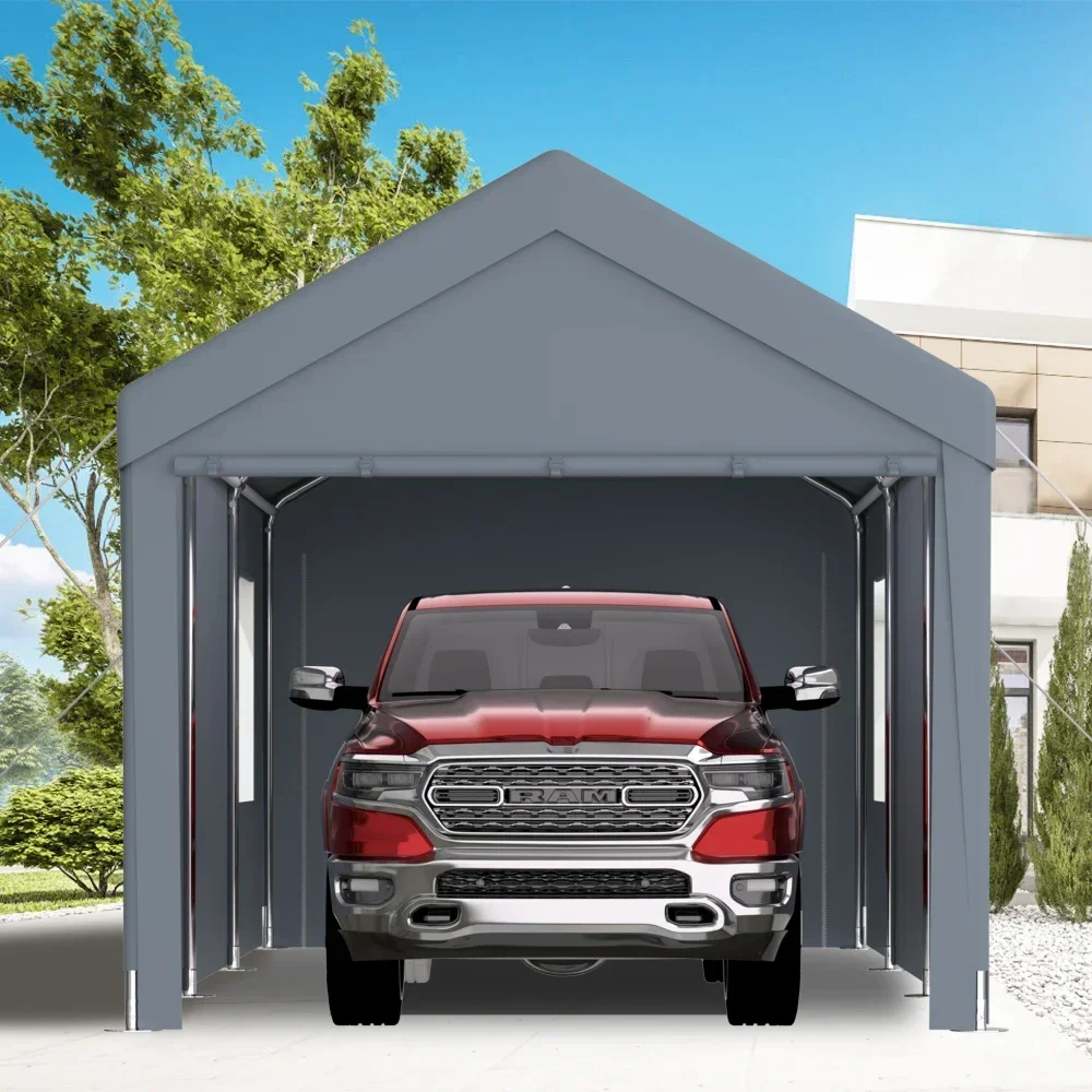 Carport 12' x 20' Portable Garage, Heavy Duty Car Port Canopy with 2 Roll-up Doors & 4 Ventilated Windows for Car, Truck, Boat