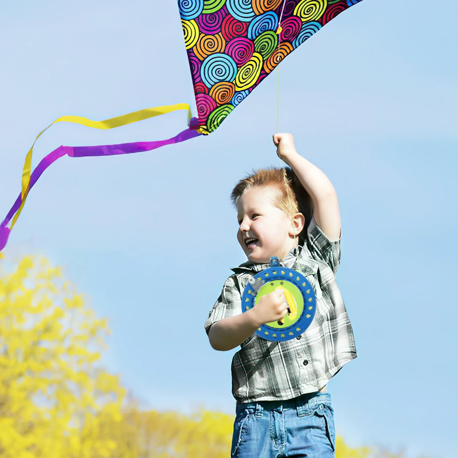 Abs Handwiel Lijnopwinder 200M Lijn Gladde geleidende spoelen Ergonomische grip Duurzame spoel voor kinderen Volwassenen Outdoor Vliegeraccessoires