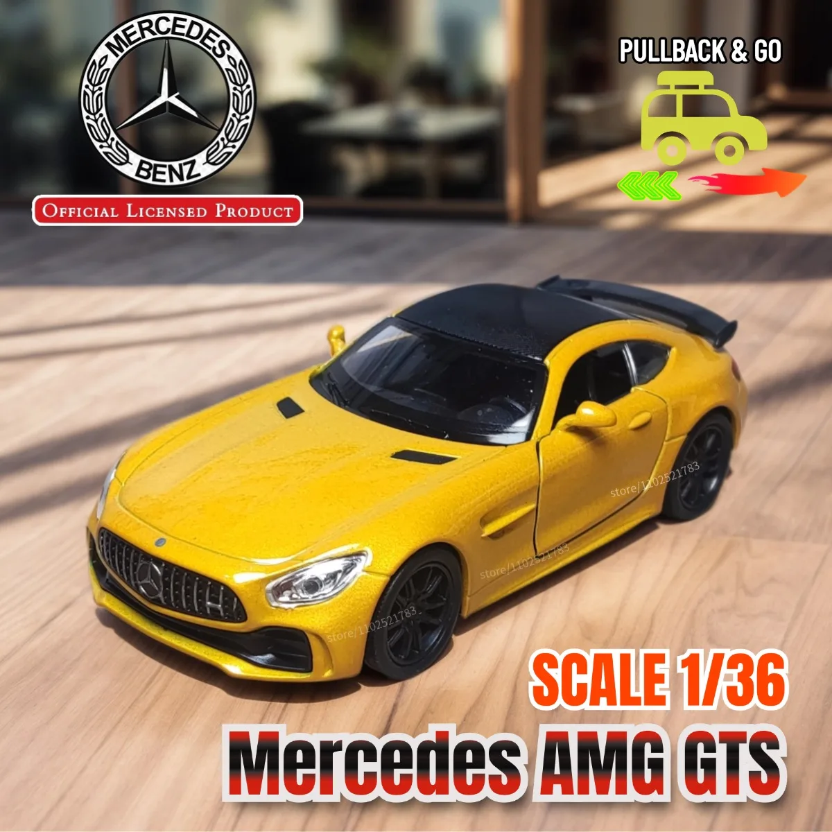 1/36 Pullback Speelgoedautomodel Mercedes AMG Porsche VW Officiële gelicentieerde legering gegoten voertuig Schaal Replica Kerstcadeau Kid Boy Toy