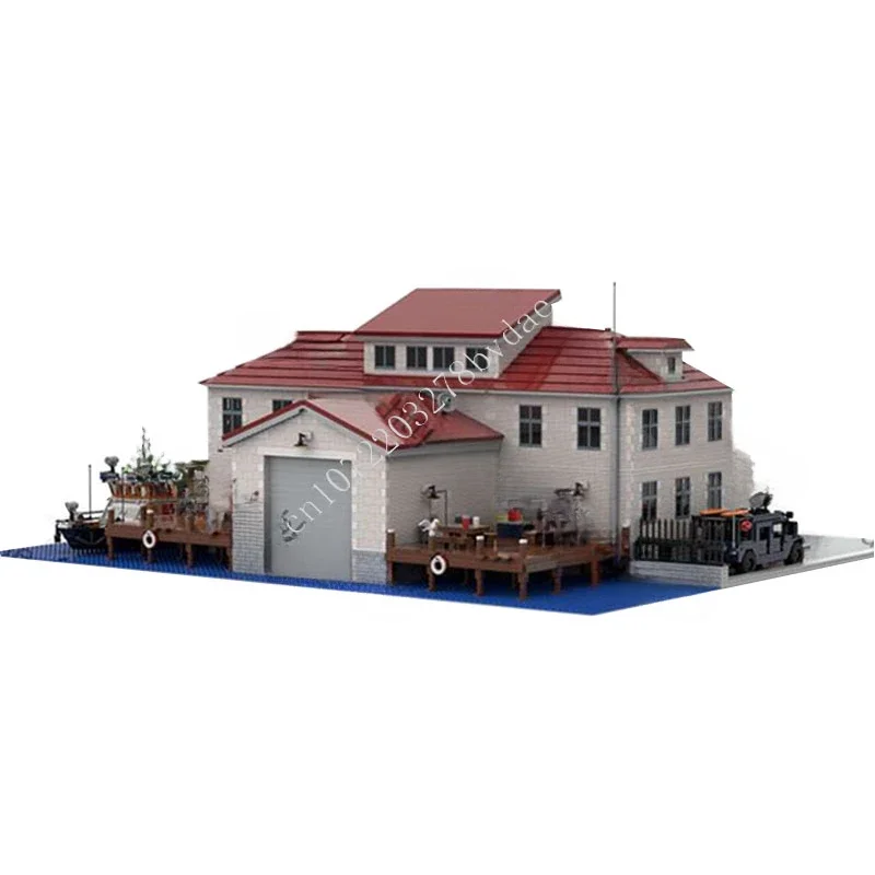 11602PCS  Coast Guard Station MOC Creative street view Model Building Blocks Architecture DIY Education Assembly Toys Gifts