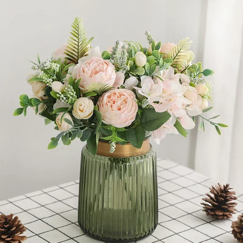 

1 Bundle Silk Peony Bouquet Home Decoration Accessories Wedding Party Scrapbook Fake Plants Diy Pompons Artificial Roses Flowers