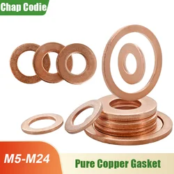 Solid Pure Copper Flat O Ring Gasket Oil Sealing Washers Sump Plugs o-ring Washer Plain Shim Solid oring Valve Spacer Motorcycle