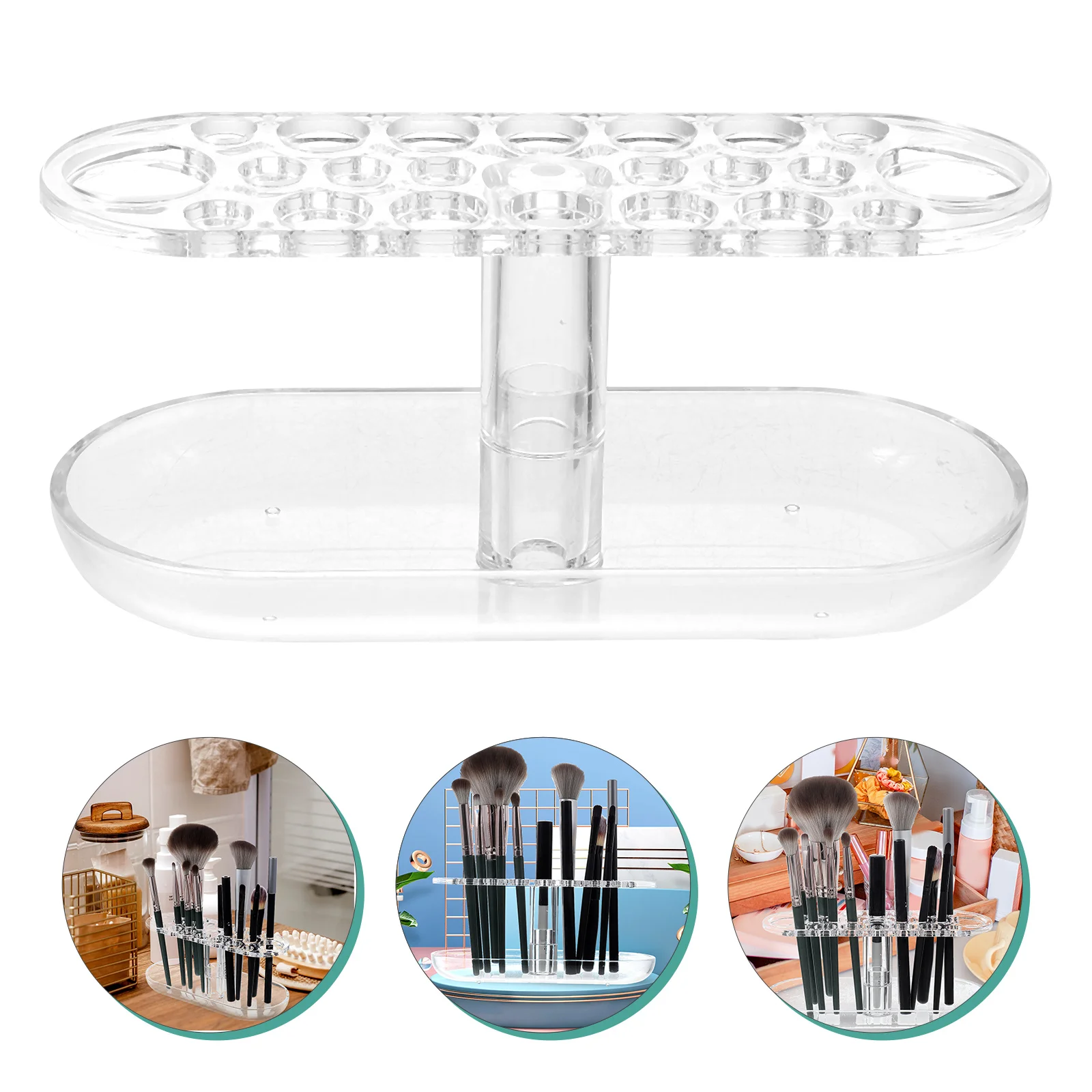Pincel de maquiagem acrílico ganizer compacto durável armazenamento display caso transparente desktop titular sobrancelha lápis st