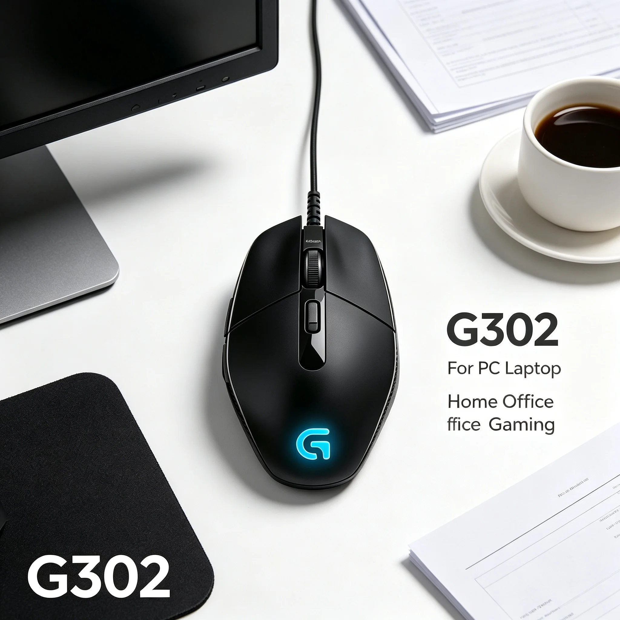 Logitech G302 Gaming Mouse Wired Stable Input Performance Braided USB Cable for CS2 Apex Legends Fortnite FPS MOBA Gamer User