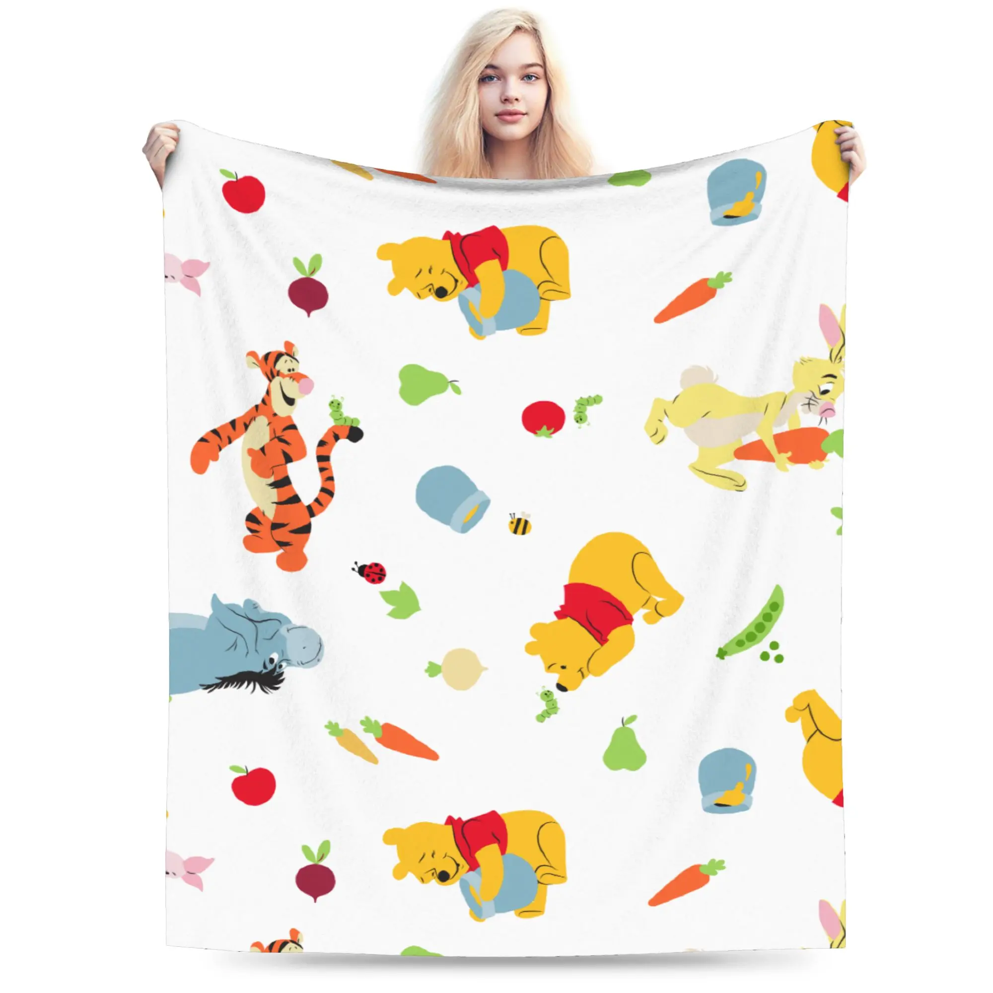 

Winnie The Pooh Blanket Fleece Decoration Breathable Lightweight Throw Blanket for Home Travel Quilt