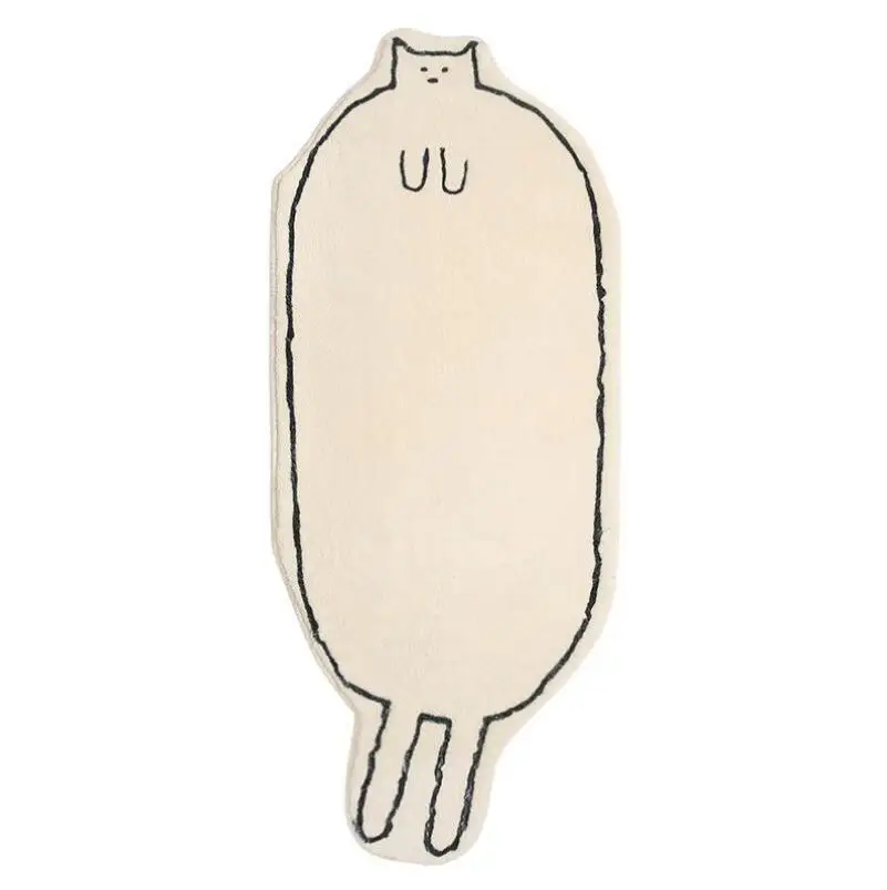 Cartoon Cat Plush Door Mat Non-Slip Animal Area Rug Water Absorbent Bathroom Floor Bedroom Bedside Carpet Foot Pad Home Decor image 2