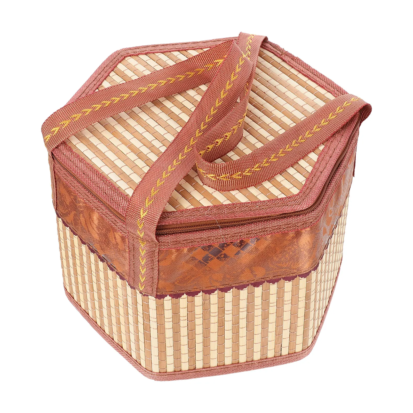 

Large Crab Gift Box Wicker Bamboo Basket H held Storage Dust Cover Picnic Food Holder Fruit Wrapping Retro Style Weaving Kitchen