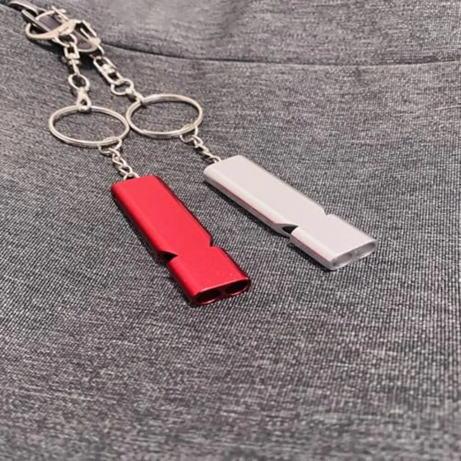 Noodfluit 2-pack veiligheids- en reddingsfluit met sleutelkoord, sleutelhanger, hooggetrokken dubbele buis, geschikt voor buitenwandelkamp