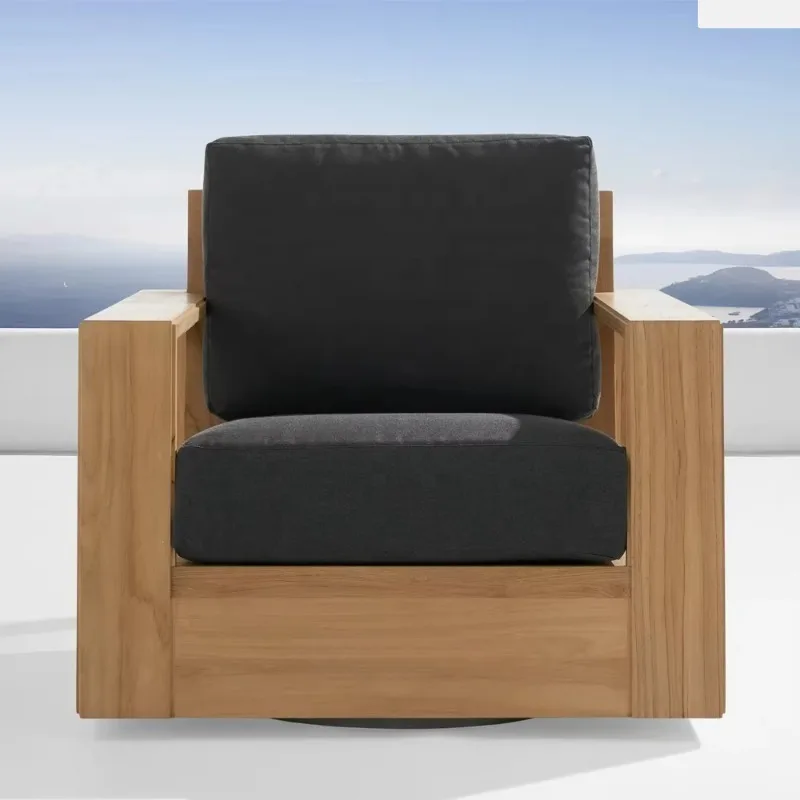 Outdoor Teak Single Swivel Chair A-Grade South American Teak 360 Rotation All-Weather Use Classic Luxury Design