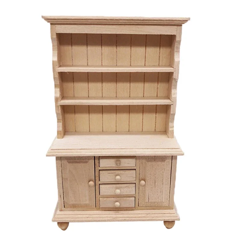 1:12 أثاث مصغر لبيت الدمى متعدد الوظائف خزانة خشبية رف كتب