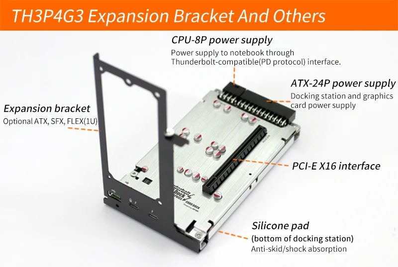 TH3P4G3外付けGPUキット85W充電モデル Th3p4g3 thunderbolt-compatível gpu doca portátil adaptador de