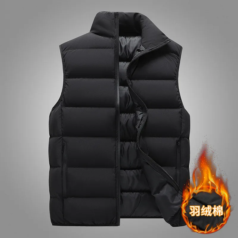 

Autumn Winter New Fashion Men's Solid Color Stand Collar Sleeveless Casual Trendy Simple Basic Thicken Quilted Vests Male Coats