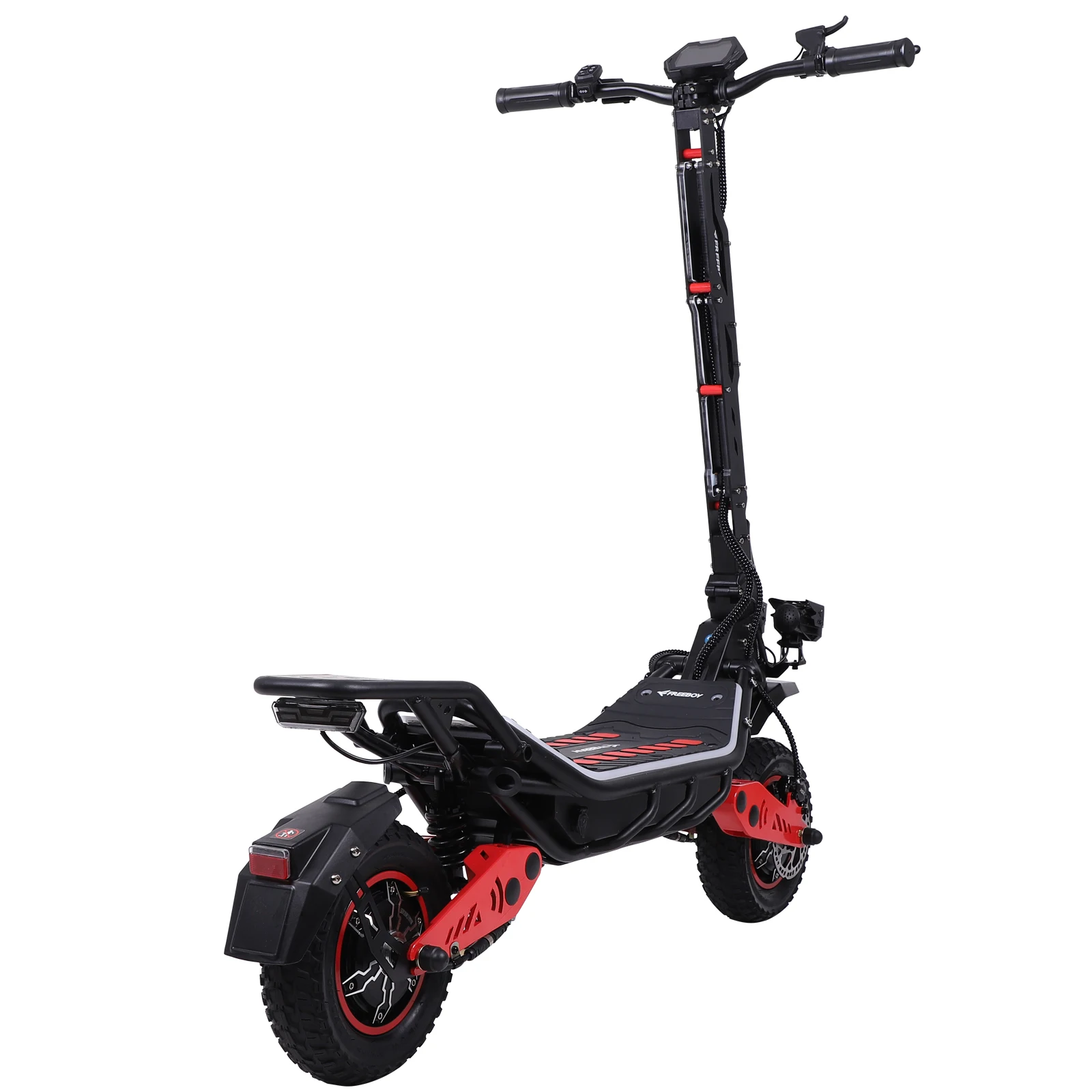 FREEBOY H10 Elektroroller 6000W Doppelmotor 75km/h Höchstgeschwindigkeit 60-80KM Reichweite 60V 28AH Batterie 12 Zoll Offroad-Reifen Hydraulische Bremse Klappbarer Elektroroller für Erwachsene EU-Lager Schneller Versand 1 Jahr Garantie – Detail 15