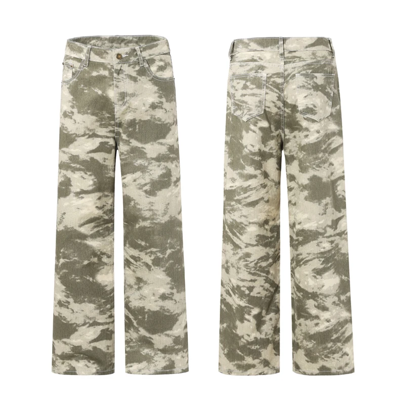 

New Camouflage High Street Straight Tube Hanging Feeling Versatile Commuting Print Tie Dye Design Wide Leg Casual Pants