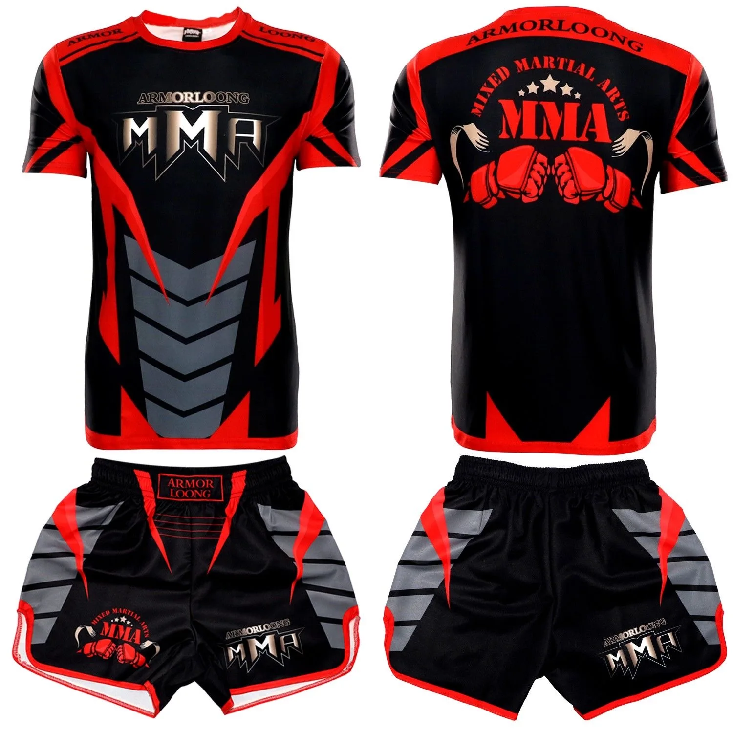 The New Hot MMA Boxing Short Sleeve Children\'s Suit Sports Men\'s and Women\'s Suit UFC Fighting Breathable Quick Dry Training Set