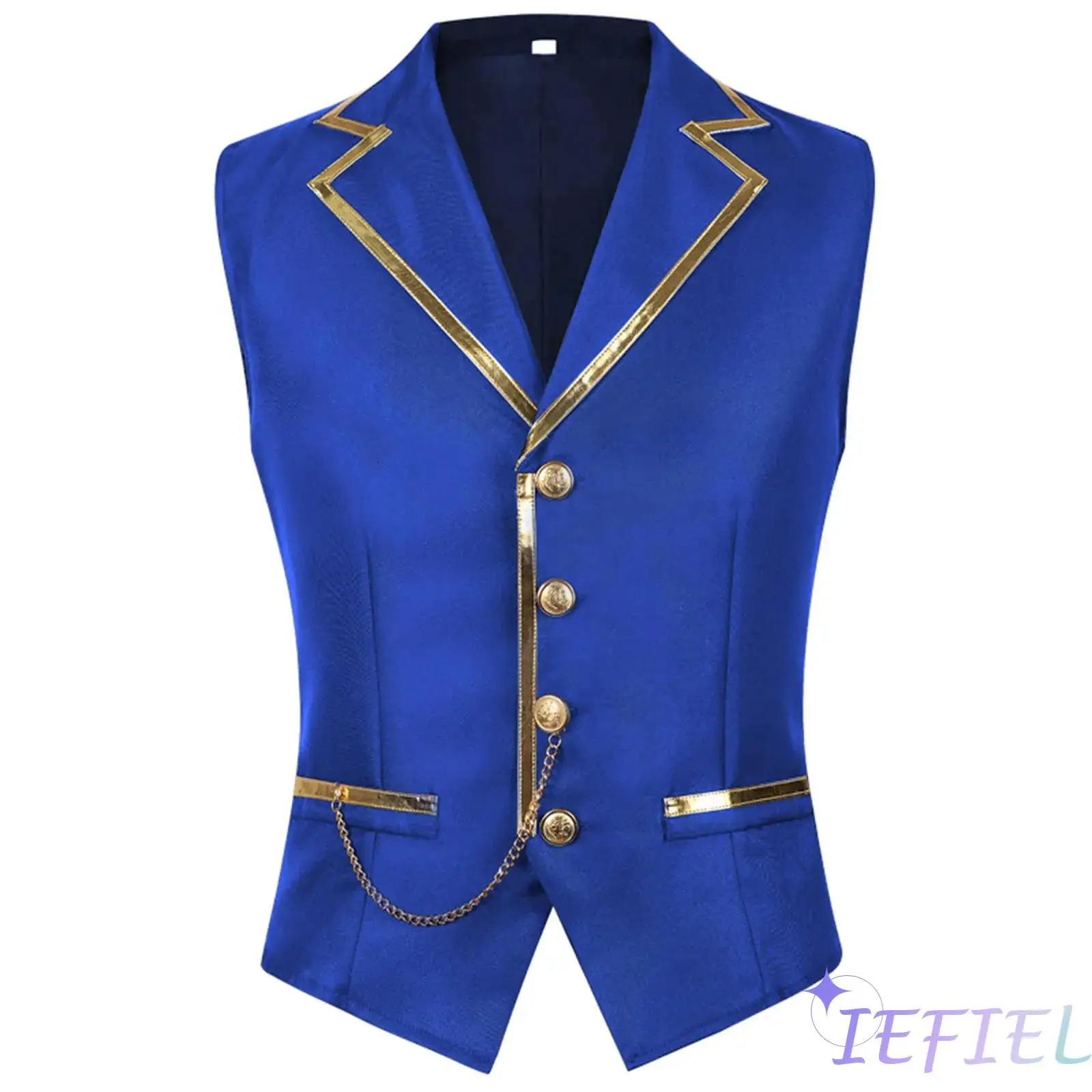 

Halloween Carnival Mens Gothic Gentleman Vest with Intricate Metal Embellishments And Tailored Cut Premium Steampunk Wear